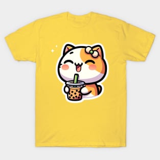 cute cat drinking boba T-Shirt